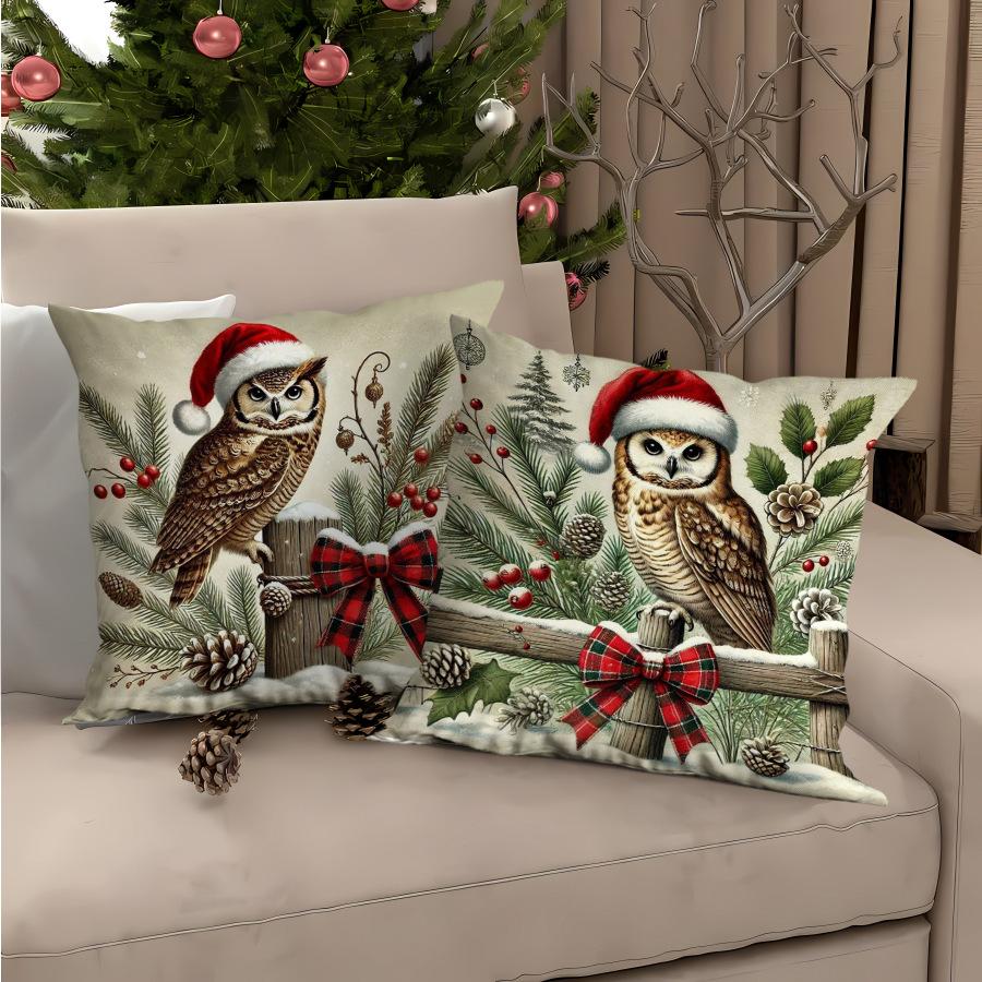 Christmas Pillow Cover Polyester Christmas Tree Print Home Cushion Cover Sofa Living Room Cushion