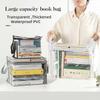 Foldable Student Book Organizing Bin Box Household Large Capacity Transparent Dustproof Collection Container Books Clothes Snacks Organizer Pouch
