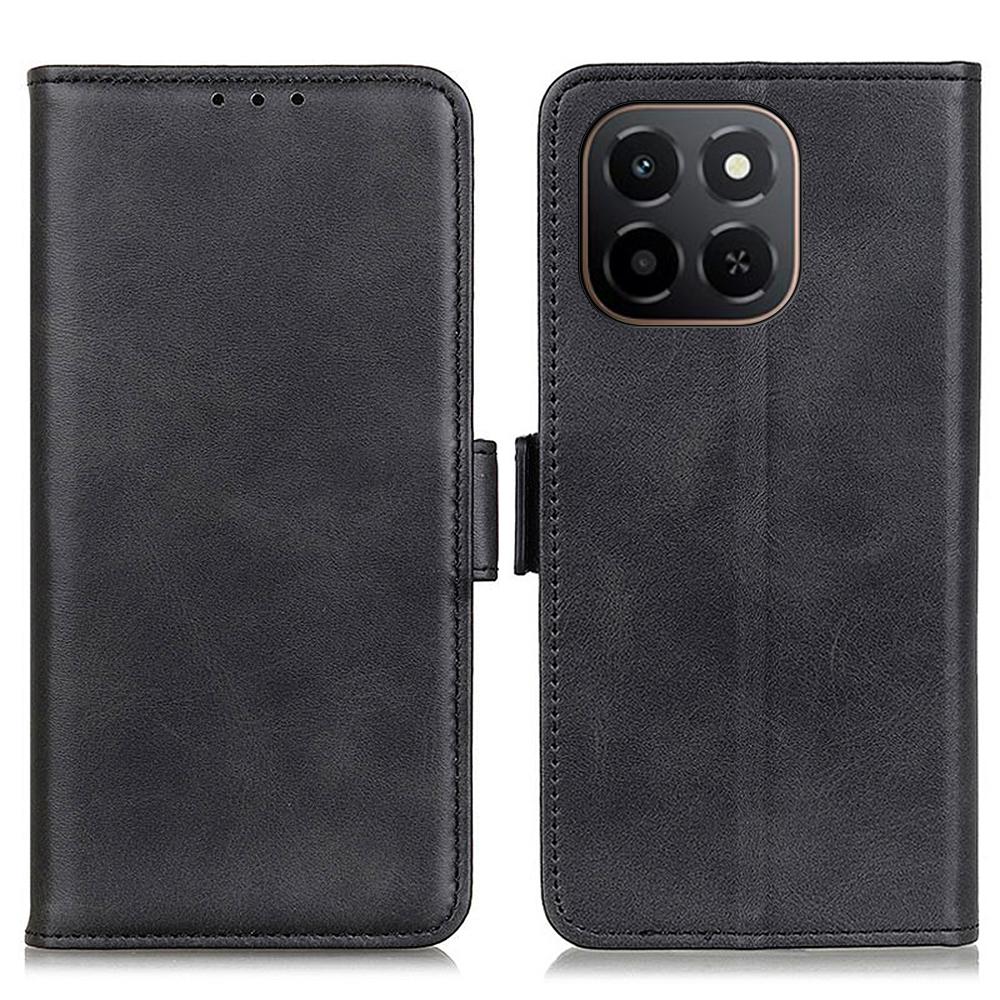 

For Honor X6c 4G Case Stand Cowhide Texture PU Leather Phone Cover Black