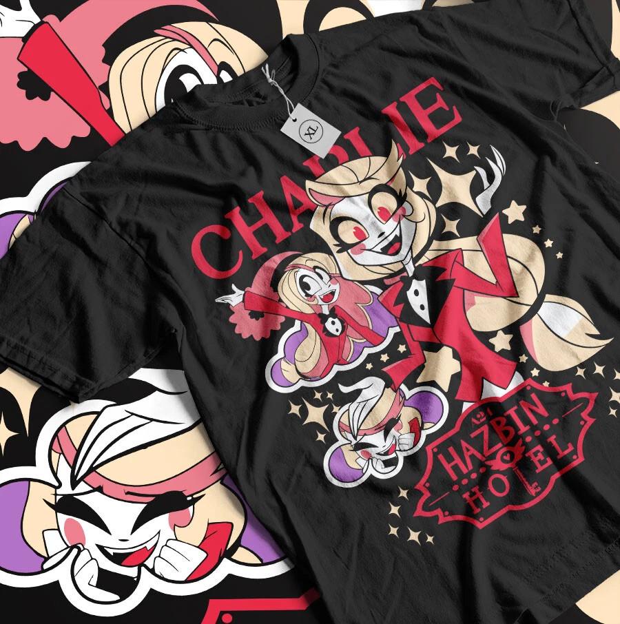 Hazbin Hotel Charlie, Vaggie Unisex Fan Hazbin Hotel Movie Gift T-Shirt - Black Unisex T-Shirt XXXL