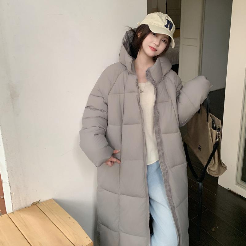Down cotton-padded clothes women's medium and long popular hooded knee-length cotton-padded jackets