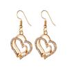New European and American Style Rhinestone Double Heart Necklace and Earrings Set
