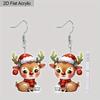 2D Flat Christmas Reindeer Dangle Earrings, Lightweight Acrylic Material,Ideal for Party Gifts, Jewelry, and Christmas Gifts.