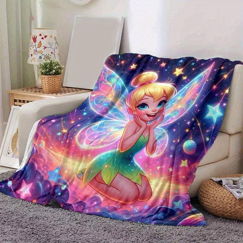 1pc Tinker Bell Printing Blanket - Soft, All-Season Throw for Office Blanket, Car, Travel