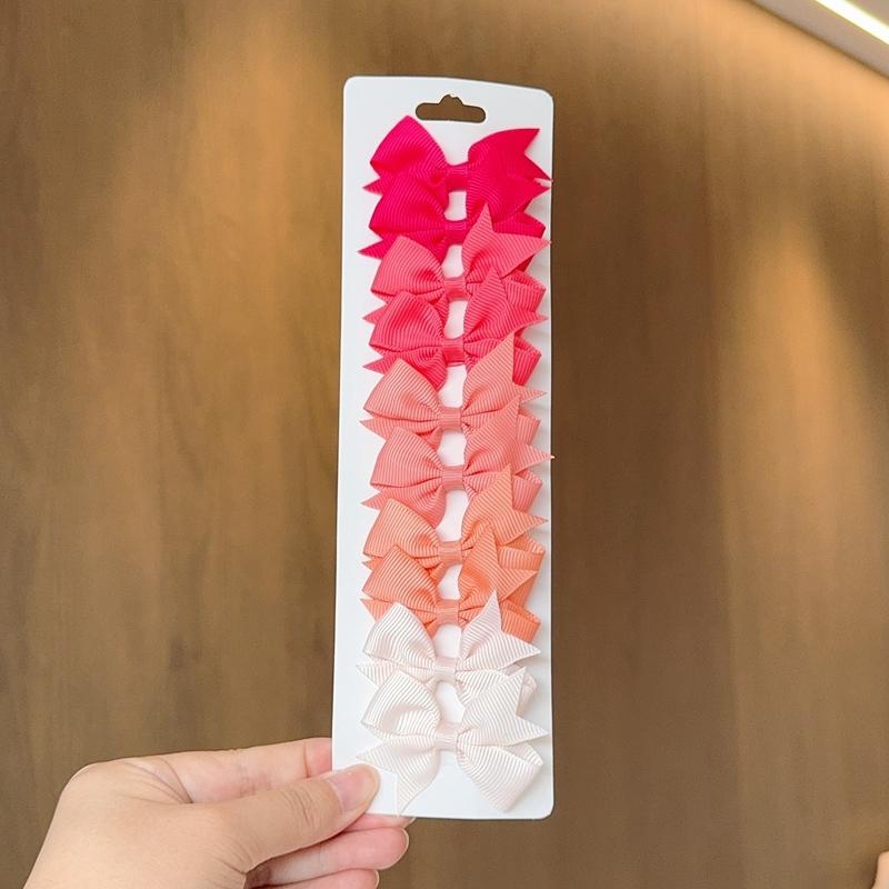 10Pcs/set Solid BB Hair Clips For Cute Girls Ribbon Bowknots Boutique Barrettes Hairpins Headwear Kids Hair Accessories Gifts