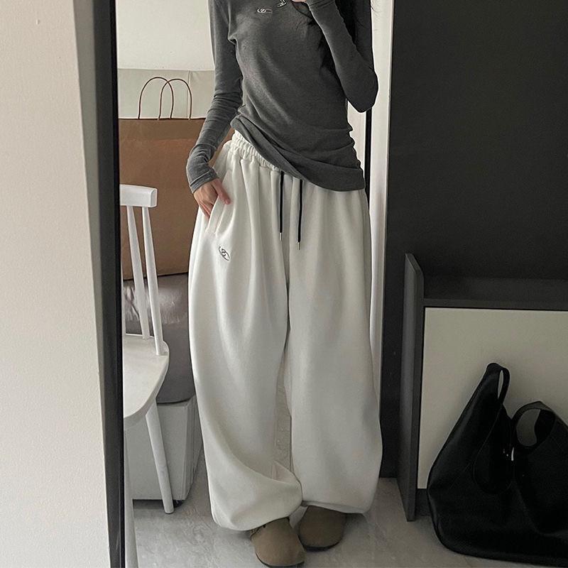 Women Baggy Wide Leg Sweatpants Elastic Drawstring Waist Loose Streetwear Trousers Female Casual Oversized Sports Pants