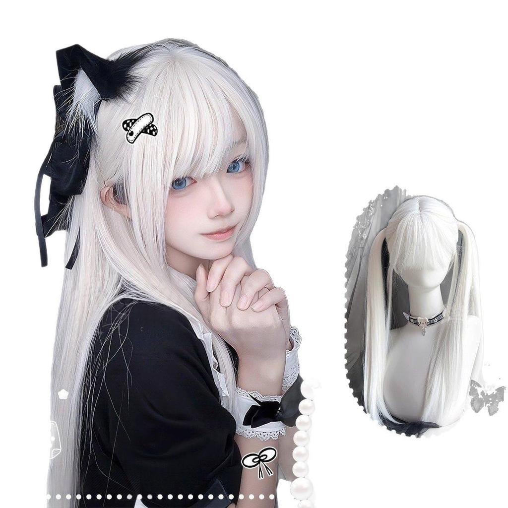 Lolita Christmas Cosplay Wig: Women's Long Straight White Hair, Versatile Daily Wear, Full Head Cover