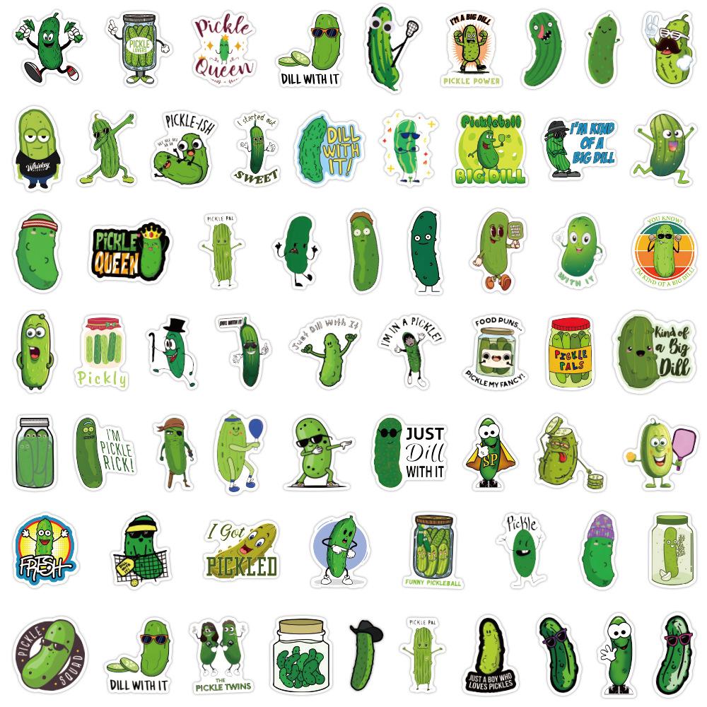 60 Cartoon Pickle Green Kimchi Stickers Suitcase Laptop Mobile Phone DIY Decorative Stickers