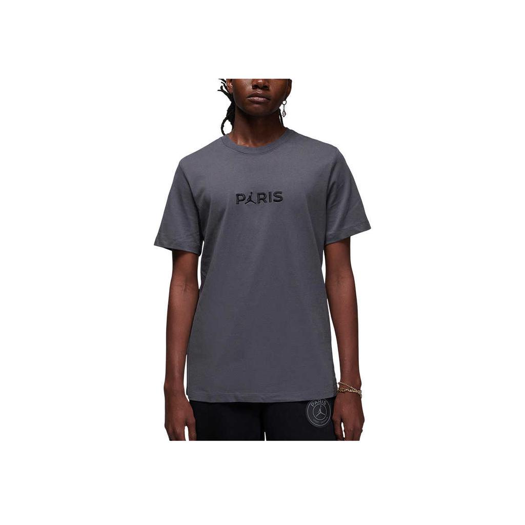 Jordan Paris Saint-Germain Atmungsaktives Rundhals Kurzarm Oversize T-Shirt Herren Tops Schwarz Grau DZ2941-068