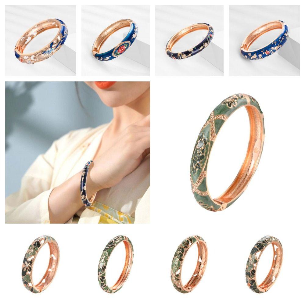 Cheongsam accessories Vintage Cloisonne Bangle Traditional Women's Wrist Jewelry  Daily