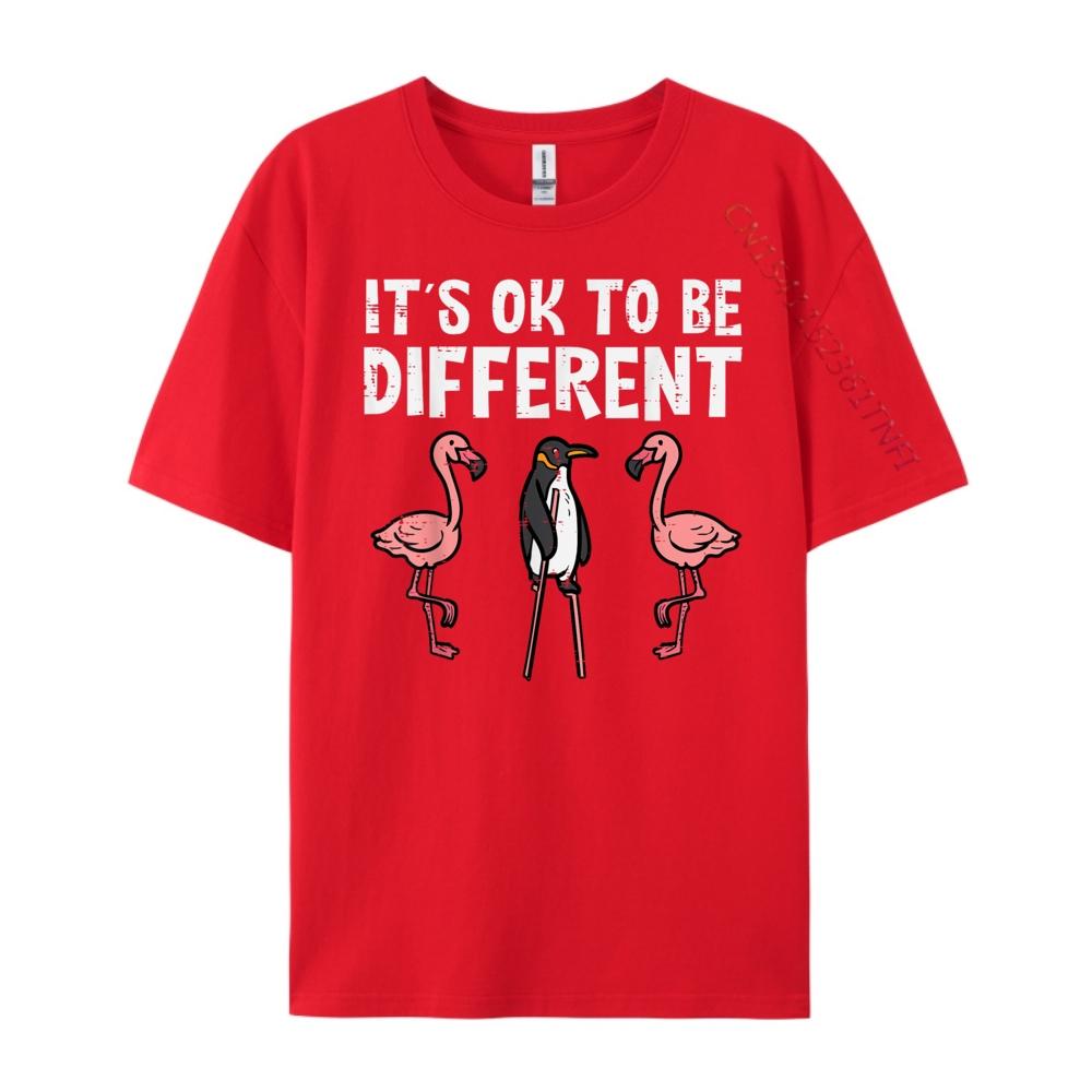 Penguin Its Okay To Be Different Flamingo Graphic T Shirts 100 Cotton Luxury Clothes Men Tee Shirt Loose