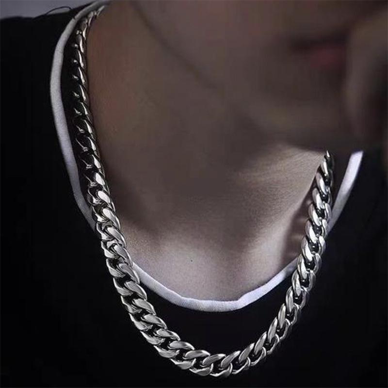 925 silver plated Flat Cuban Chain Necklace For Men Male Neck Jewelry Accessories 4MM/6MM/8MM/10MM Width
