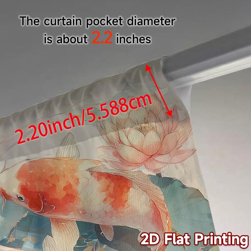 2pcs, 2D FLAT PRINTING Curtains (Without Rod) Koi Serenade Fashionable Popular Curtains Durable Polyester Curtains Decorations
