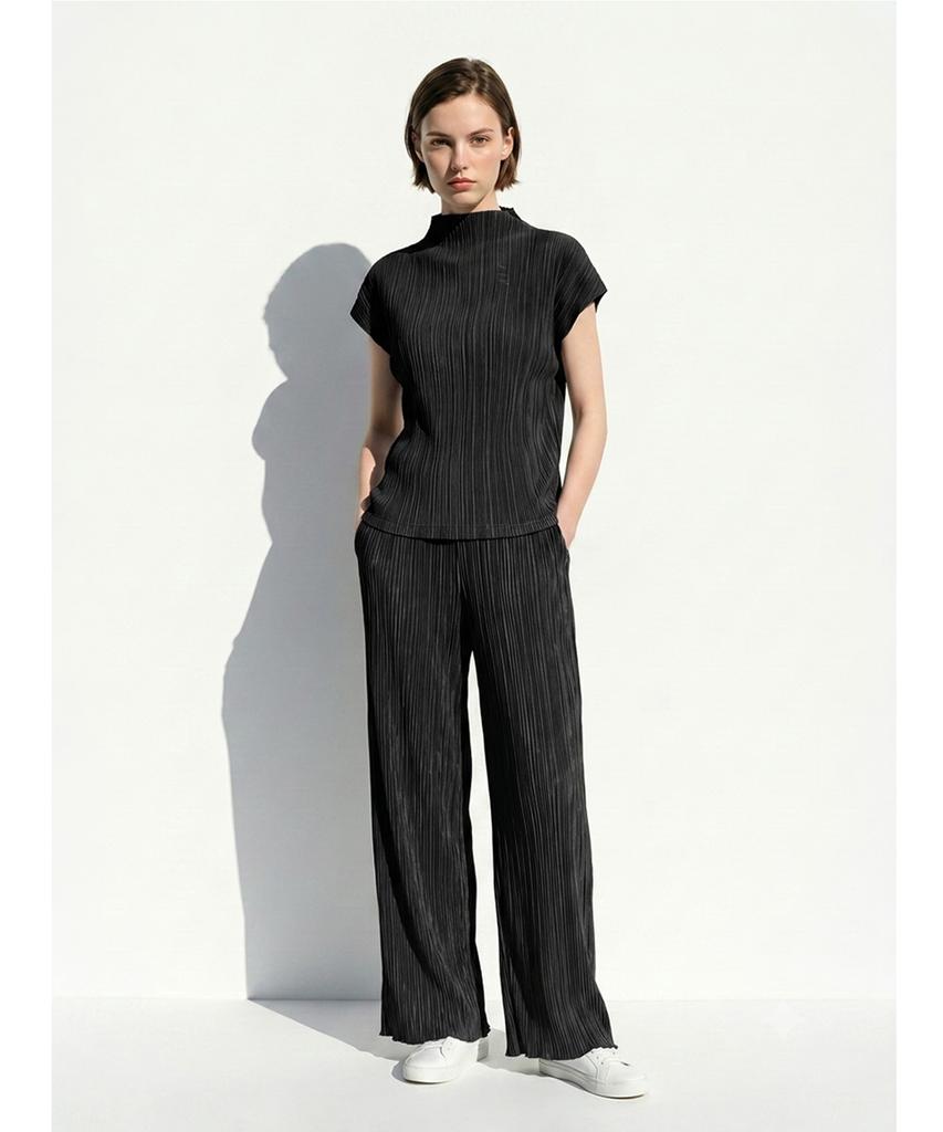 STARRYEYED Daily Pleated Elastic Waist Pants (Black)