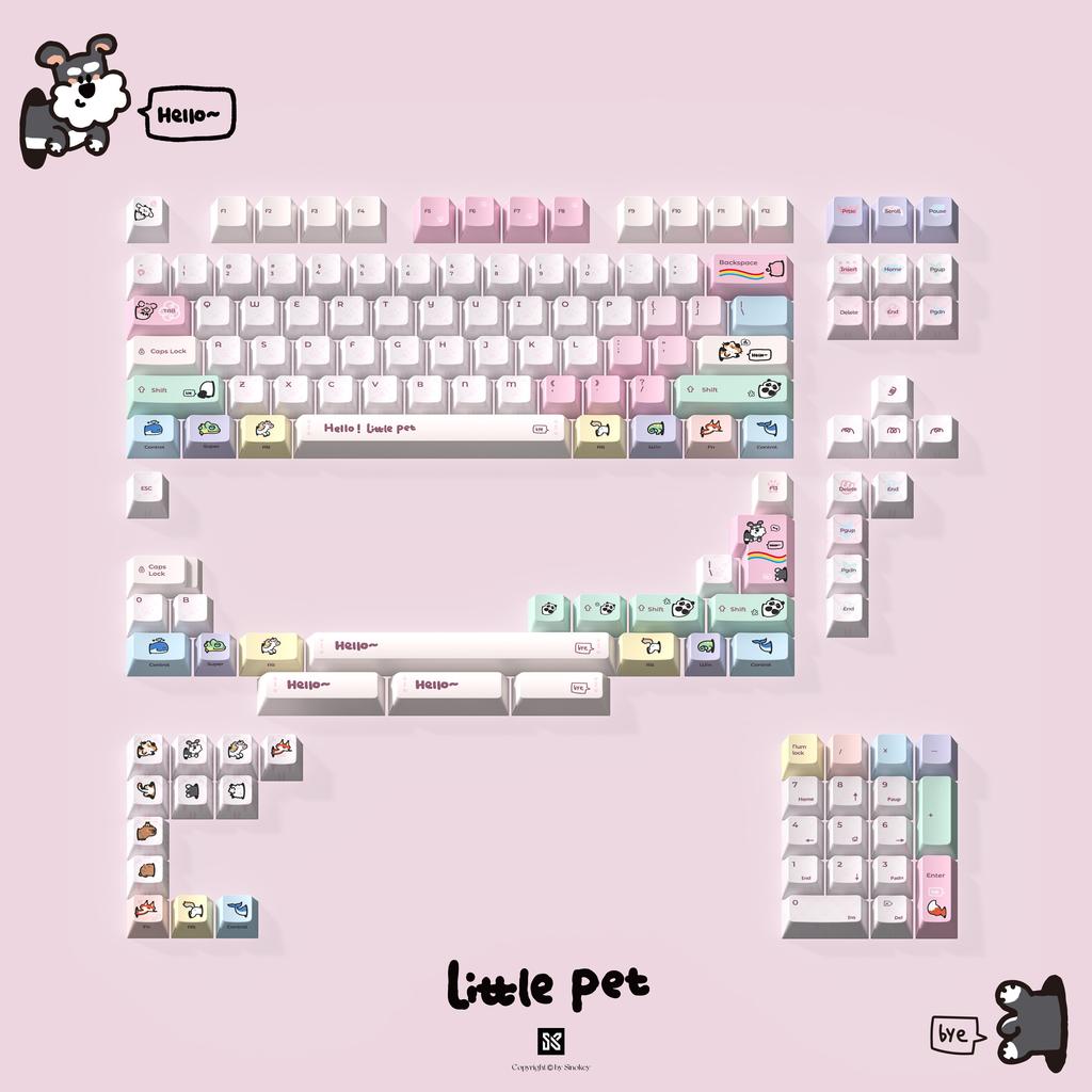Little Pet Keycap Theme Set PBT Custom Cute Personalized Keyboard Cap Cherry Profile KeyCap for Mechanical Keyboard Accessories