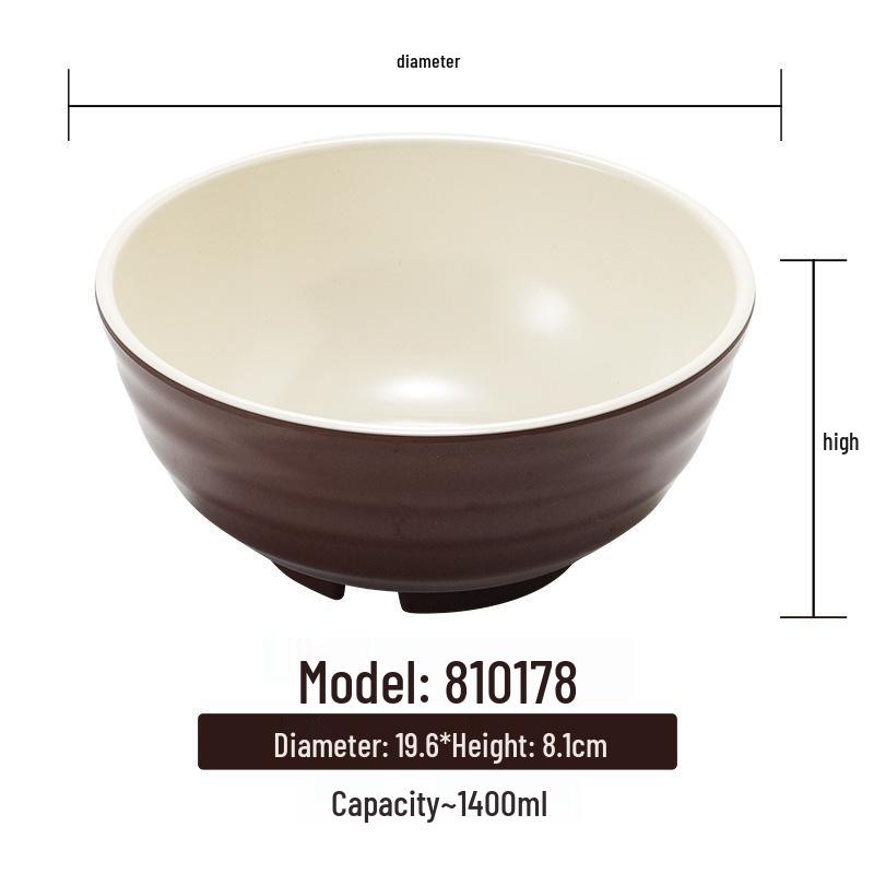 Melamine White Noodle Bowl, Imitation Porcelain, Large Plastic Soup/Rice Bowl for Commercial Use.