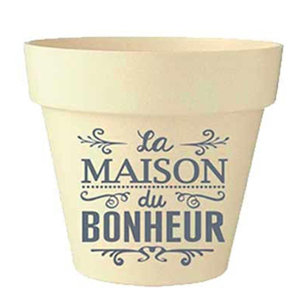 Les Trésors De Lily [Q6398] – Bambus-Pflanzgefäß „Messages“ beigegrau (Das Haus des Glücks) -  13. 5 x 15 cm