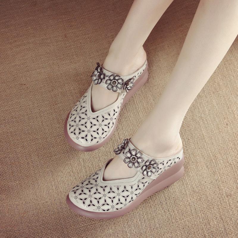 Pantofi cu platformă de vară pentru femei Sandale cu slip-uri Sandale din piele naturală Sandale respirabile Pantofi de femeie Pantofi 2024 Moale și confortabil