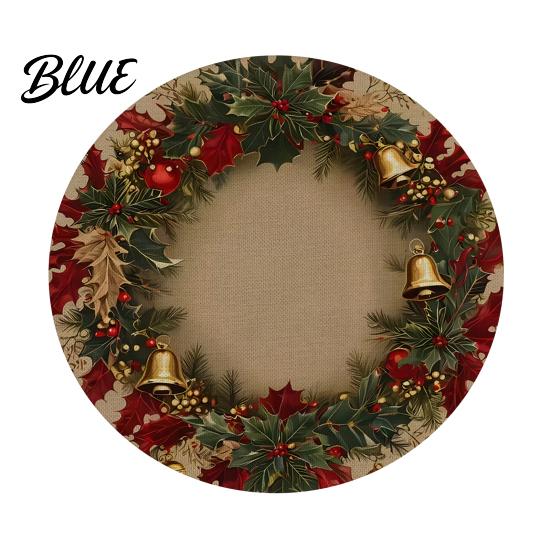 Tapis décoratif d'isolation thermique Rond Set de table de Noël 14 pouces Motif festif Antidérapant Protecteur de table Couvercle de table anti-brûlure Endroit pour manger