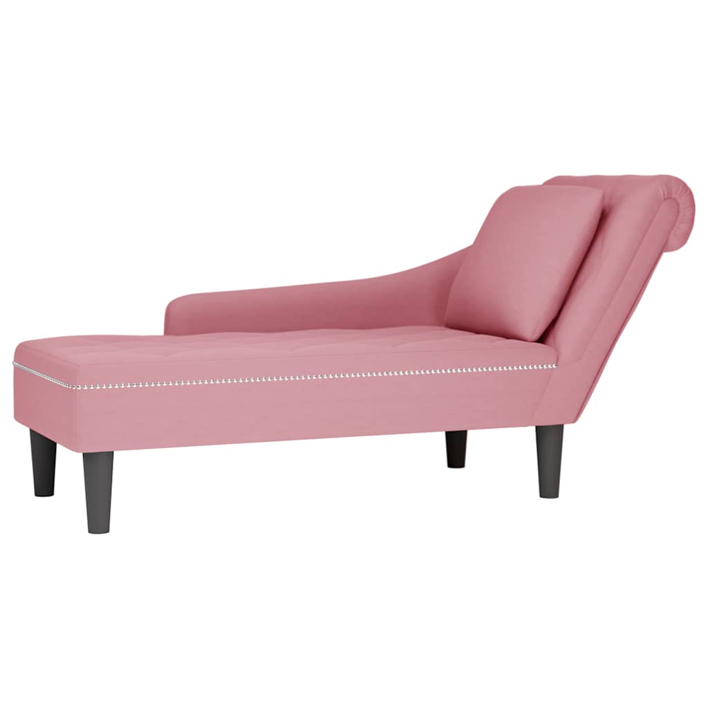 Vidaxl Szezlong Mit Kissen, Rosa, Samtig