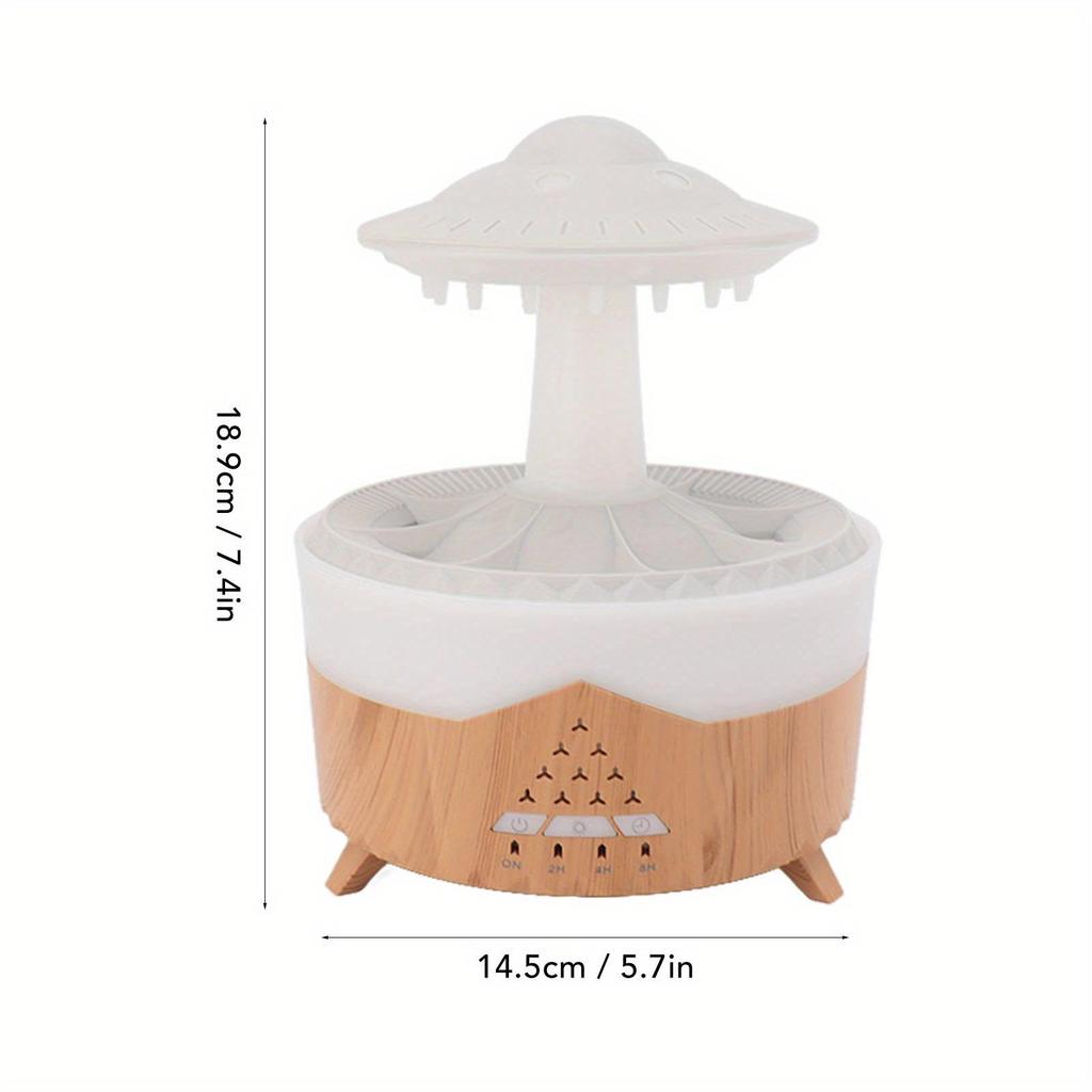 Humidificador de nube de lluvia, humidificador de hongo con gotas de agua, difusor de aceite esencial de aromaterapia con forma de hongo y apagado automático, adecuado para el hogar y el dormitorio
