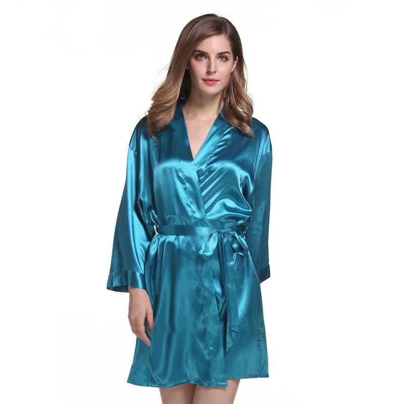 Silk Satin Sleep Robe For Women Summer Lightweight Short Kimono Lounge Wear