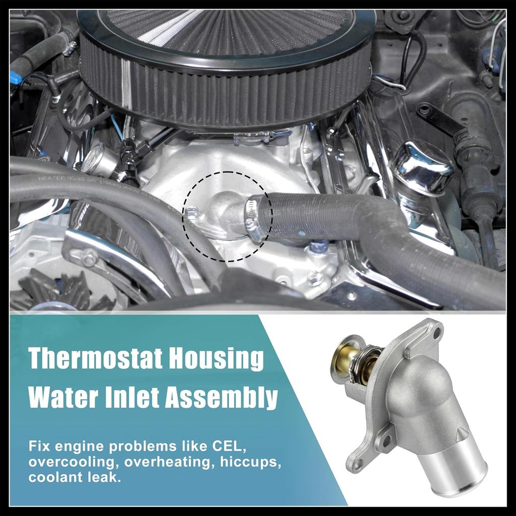 Engine Coolant Thermostat Housing Water Inlet Assembly 15-11057 12600172 15-10412 for Chevy Silverado Suburban Tahoe for Cadillac Escalade for GMC