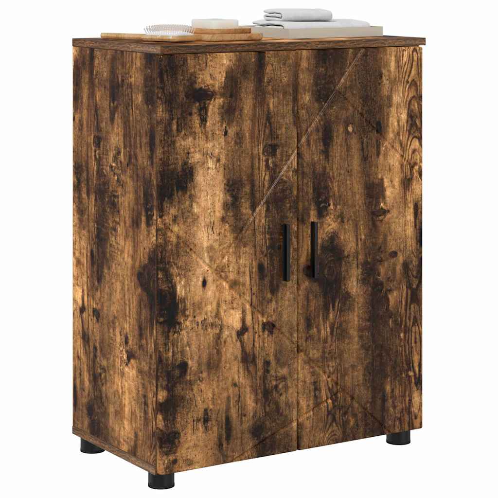 Bathroom Cabinet with Door Smoked Oak 60 x 35 x 80 cm