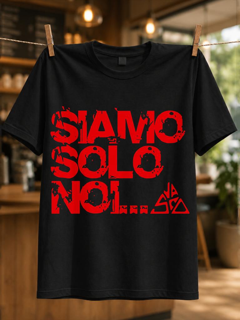 Siamo Solo Noi Red Text Huge Distressed Italian Lettering With Small Triangle Mark Bold Rebellious Unisex All Tshirt
