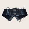 Lace Corset Punk Black Wide Belt With Chain Pu Leather Slimming Body Belts for Women Elastic High Waist Belt Female Cummerbunds