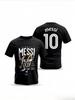 Pánské Vintage Bavlněné Ležérní Streetwear Tričko s Krátkým Rukávem, Fotbalová Legenda Lionel Messi Potisk na Zádech s Grafikou Čísla 10