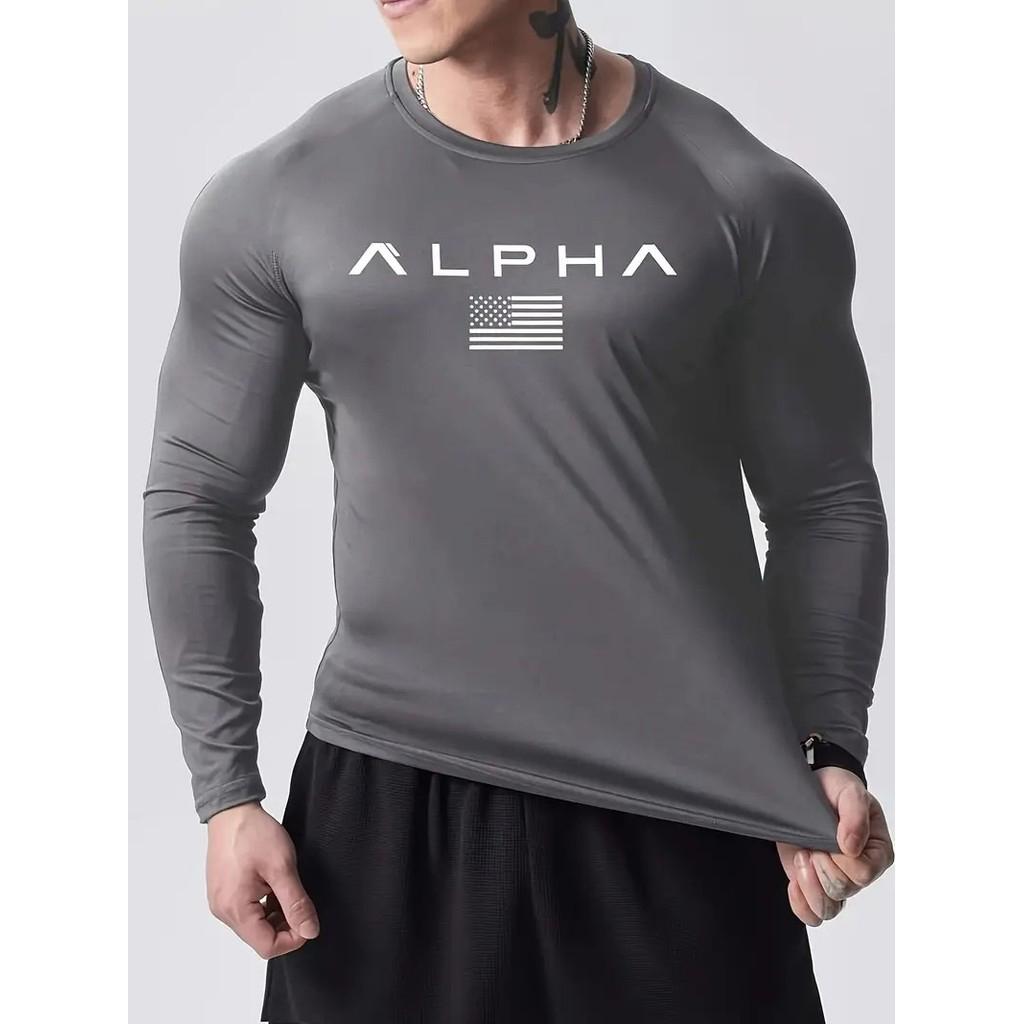 Men's Autumn and Winter USA3D Printed Crew Neck Long Sleeve T-Shirt