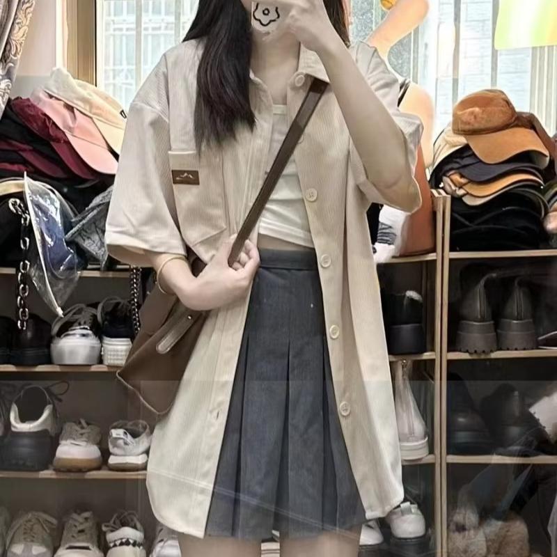 Women's Short Sleeved Shirts Japanese Sweet American Cardigan Blouses Summer Loose Casual Fashion Ladies Clothing