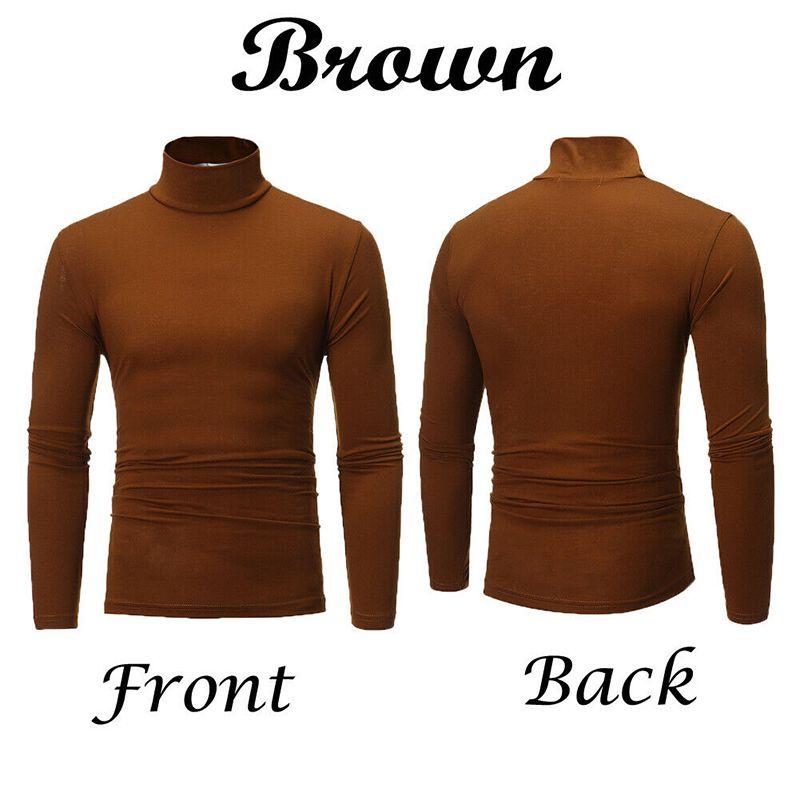 

Высокий Теплый Мужской Шея Однотонный Пуловер Джемпер Свитер Топы Рубашки Водолазка Brown,2XL