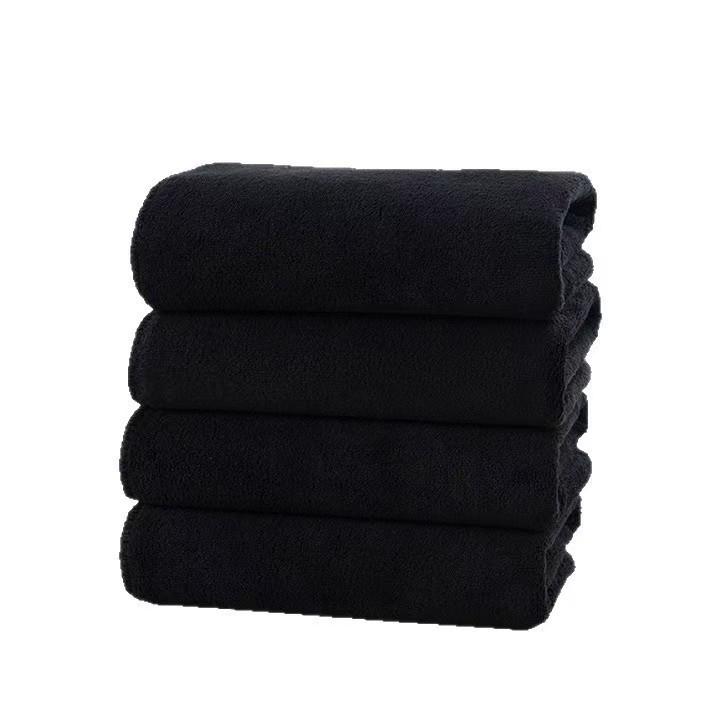 Ultra-Absorbent Black Microfiber Hair & Bath Towel for Home & Salon Use
