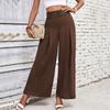 Women's Fashion Casual Solid Color Print High Waist Trousers Pants  Capris