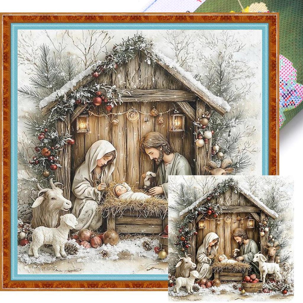 Nativity Printed Cross Stitch Kit DIY 11CT Embroidery Craft Set Home Decor