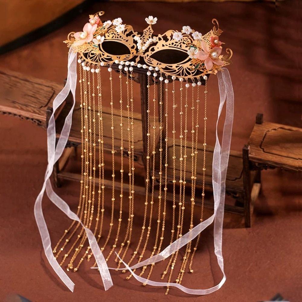 Flower Anonymous Face Cover Chain Women Mysterious Veil Temperament Wedding Mask Gift