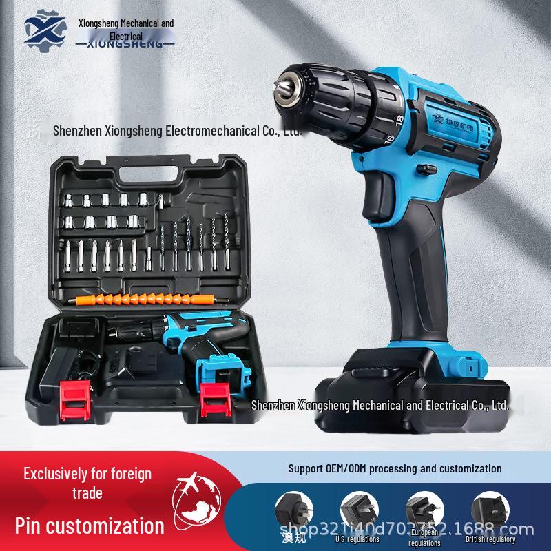 Rechargeable Multifunctional Electric Handheld Impact Drill & Screwdriver with Toolbox