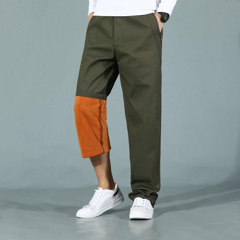 

Мужские зимние брюки с высокой талией, толстые, большого размера, свободные, с теплой подкладкой, с карманами, рабочие, теплые флисовые брюки XS