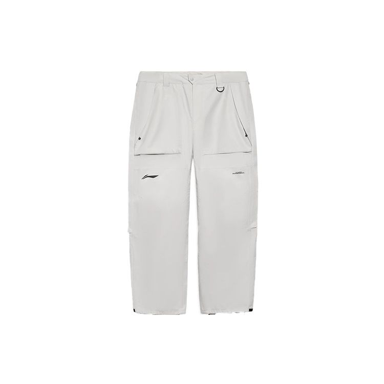 Li Ning Ski Series Logo Print Loose Straight Ski Pants Unisex Pants Gray AHXR048-7