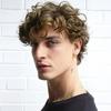 Men's Wig Short Fluffy Brown Rocker Wigs Long Bangs Naturally Curl Fake Hair Replacement For Men Boys Daily Use Hair Styling