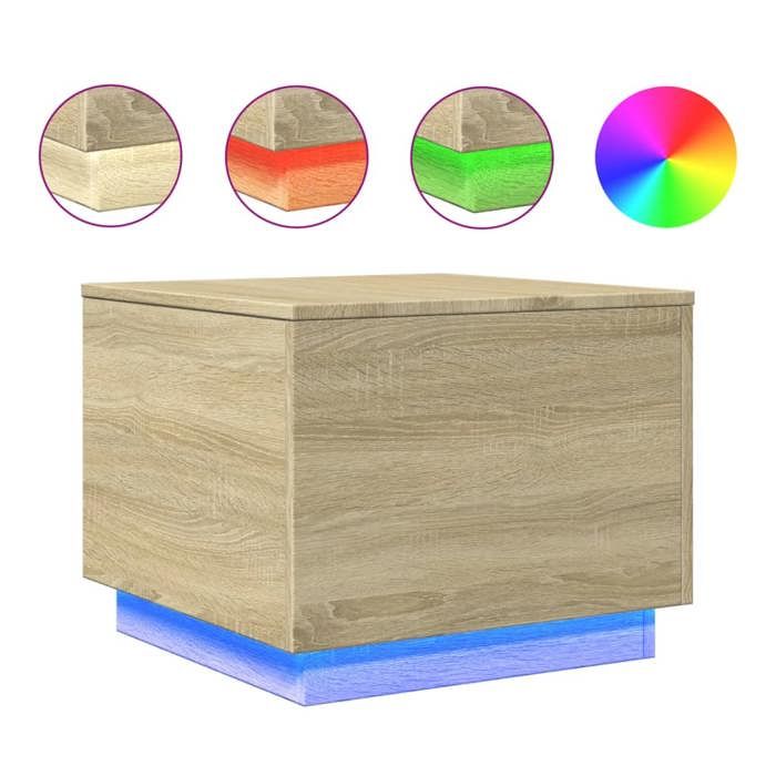 VidaXL Coffee Table with LED Lights, End Table, Side Table, Living Room Furniture, Modern, 839870