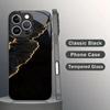 Black Gold Wave Shadow Glass Phone Case Suitable for iPhone 17 16 15 14 13 12 11Pro/Max/Plus Anti Drop and Anti Shock Back Cover