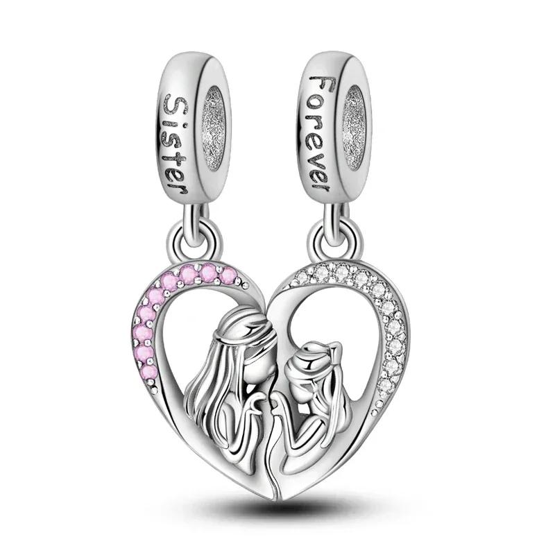 copper Heart Shaped Warm Family Love Mother Pendant Baby Feet Pacifier Charm Bead Charms Bead Charms Compatible With Bracelets Jewellery Gift