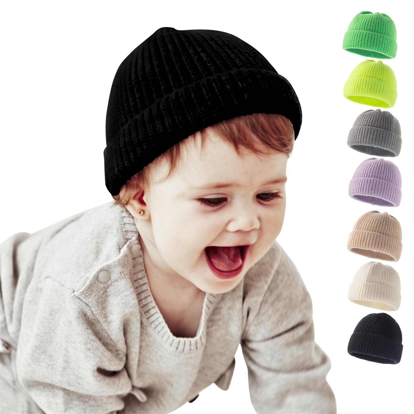 

Детская зимняя шапка для малышей, детская теплая вязаная толстая лыжная шапка с помпоном для мальчиков и девочек One size чёрный