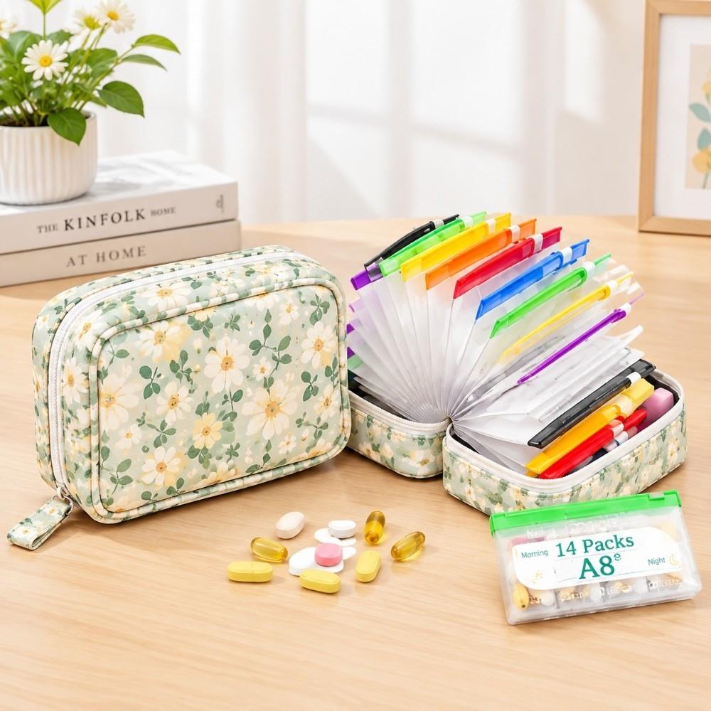 with14 Zippered Pouches Pill Pouch Organizer BPA-Free Medicine Case Daily Travel