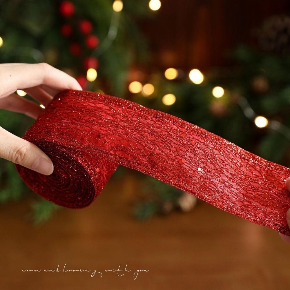 2M Sparkling Mesh Christmas Ribbon Elegant Glitter Sequins Diy Gift Bow Satin Organza Wreath Decor Ribbon Holiday Decorations