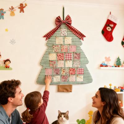 Calendar Advent Christmas Tree 24-Days Home Decor Reusable Cotton Cloth Wall Calendar For Living Room Hallway Bedroom Office