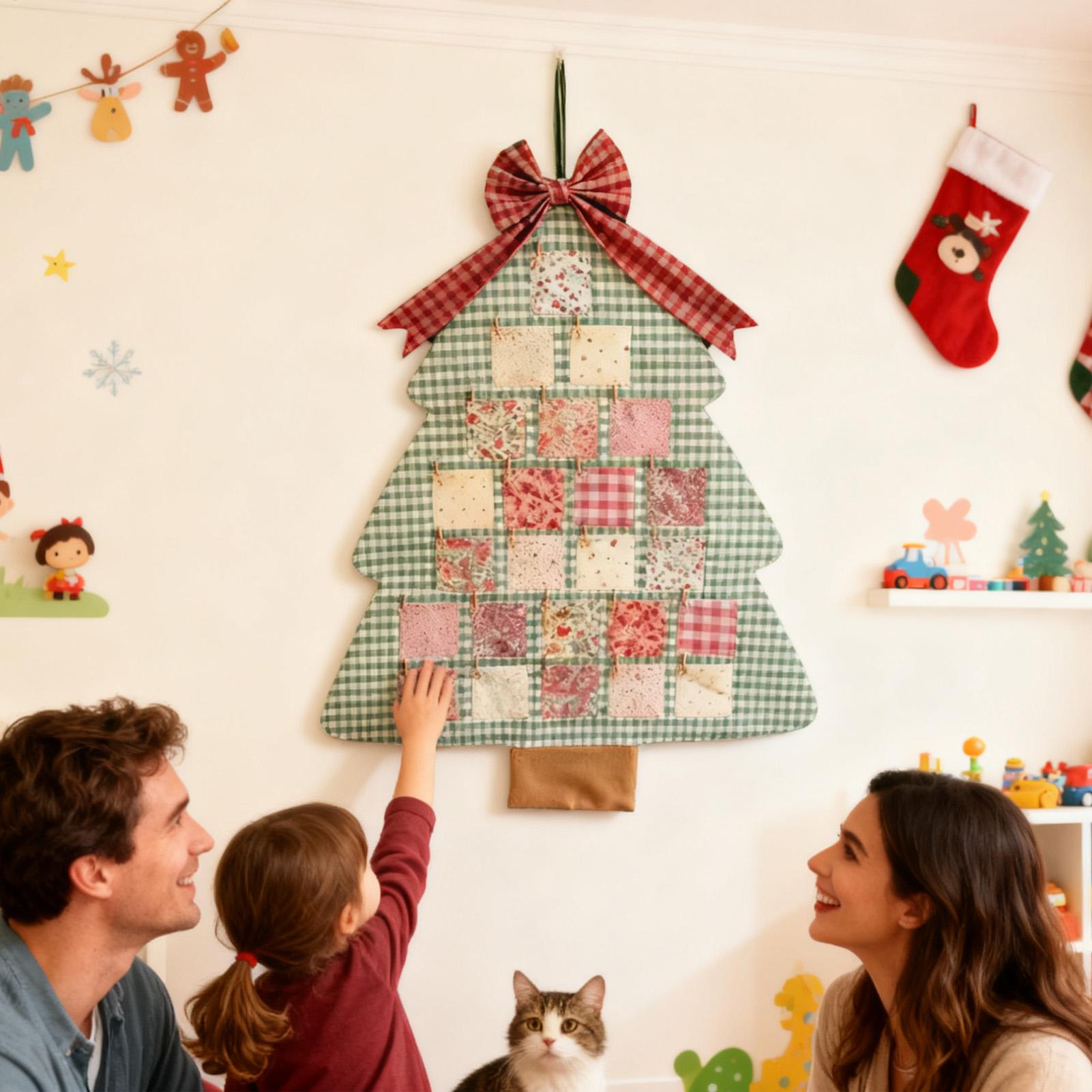 

Calendar Advent Christmas Tree 24-Days Home Decor Reusable Cotton Cloth Wall Calendar For Living Room Hallway Bedroom Office L